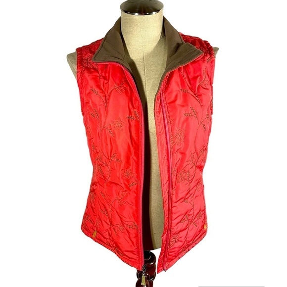 Women's Eddie Bauer Vest Coral with Embroidery Fleece Lined Size Small - Picture 1 of 9